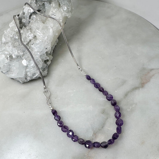 Amethyst Necklace with Foxtail Chain