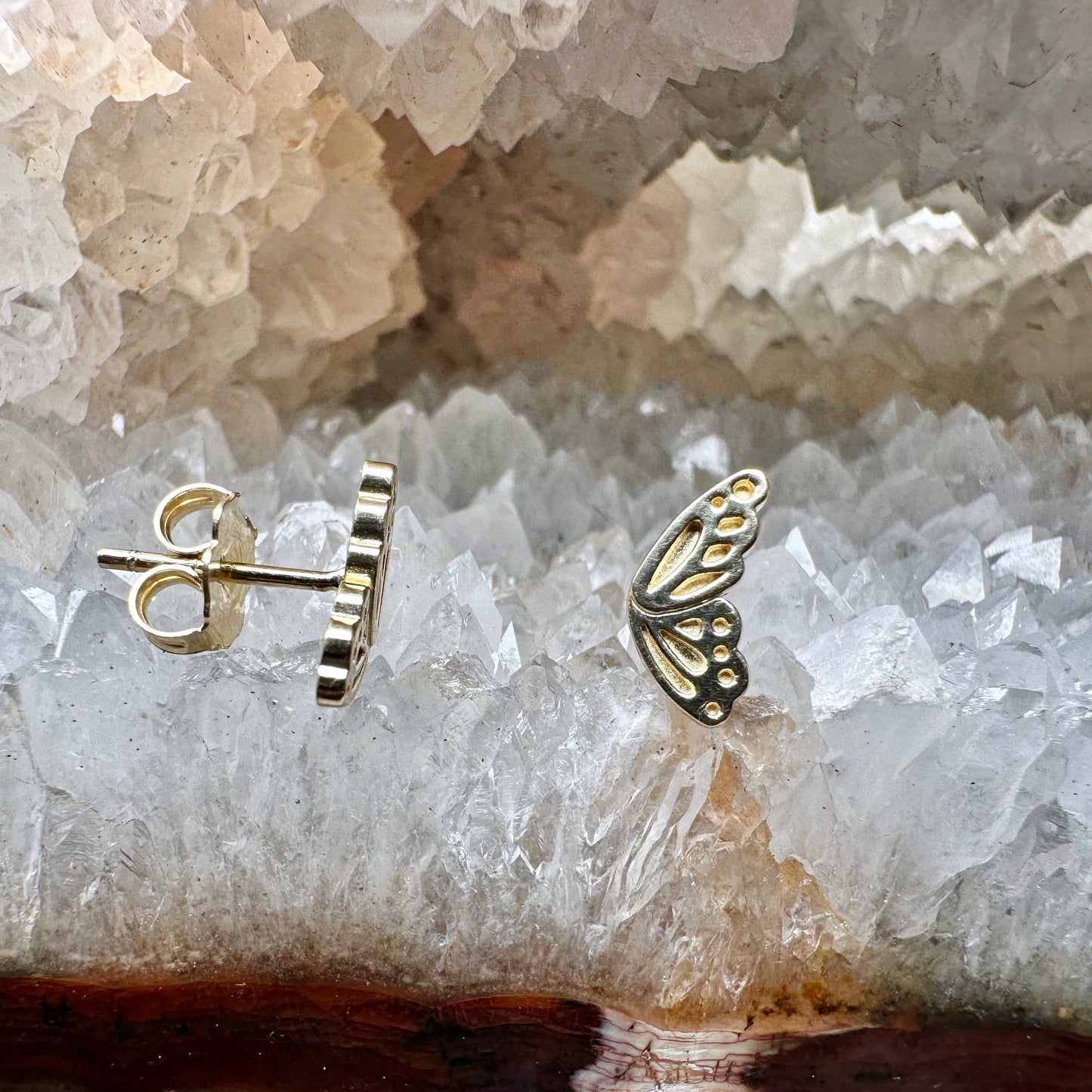 Monarch Wing Stud Earrings | 14k Yellow Gold