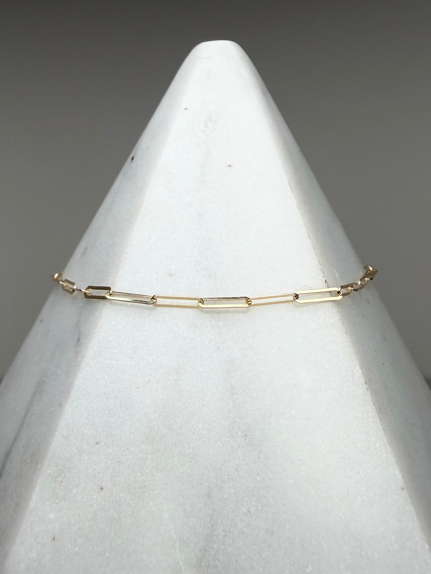 Paperclip Chain Bracelet | 1.7mm Wide | 14k Yellow Gold