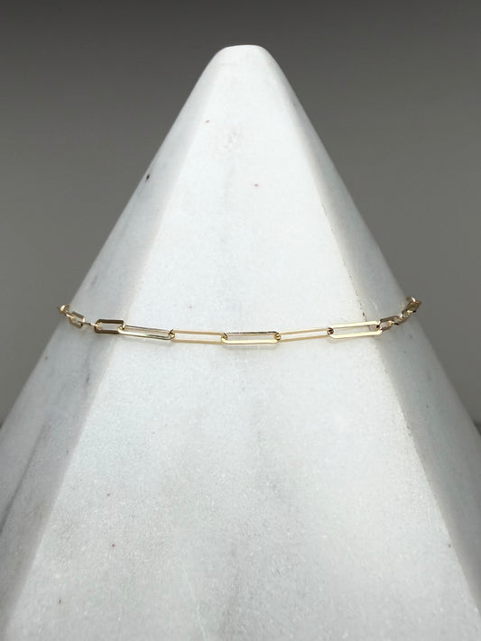 Paperclip Chain Bracelet | 1.7mm Wide | 14k Yellow Gold