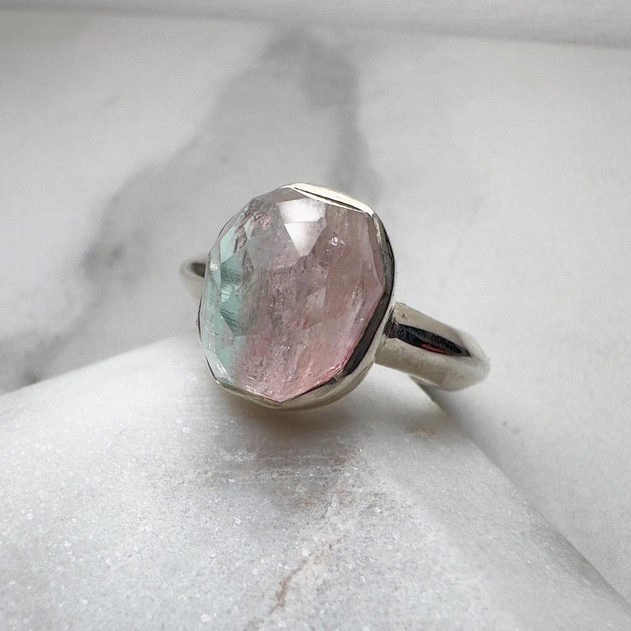 Bicolor Pink Tourmaline Cocktail Ring