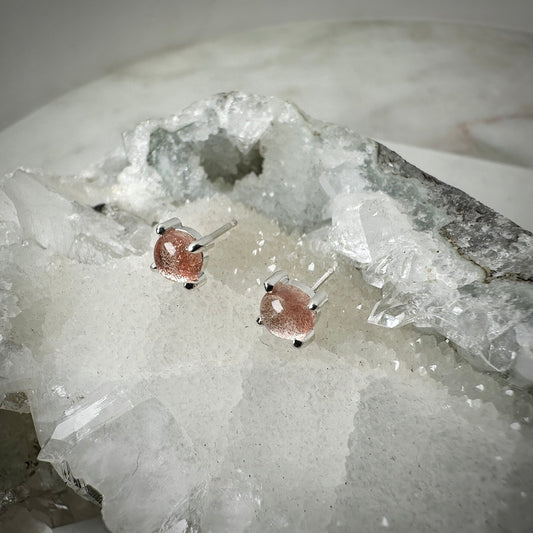 Oregon Sunstone Stud Earrings | Sterling Silver