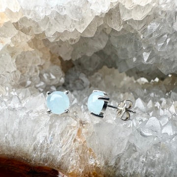 Aquamarine Stud Earrings | Sterling Silver