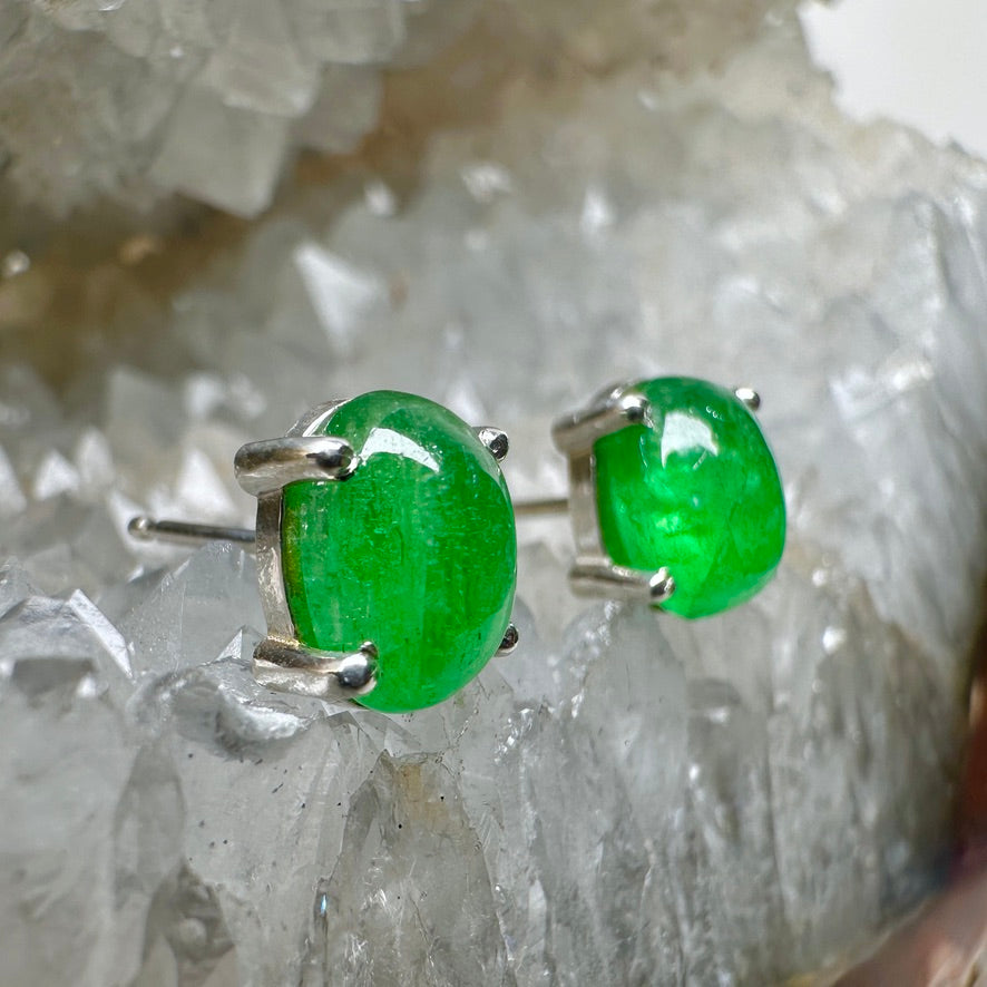 Tsavorite Garnet Stud Earrings | Sterling Silver