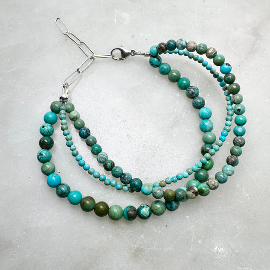 Turquoise Stack Beaded Bracelet | Sterling Silver