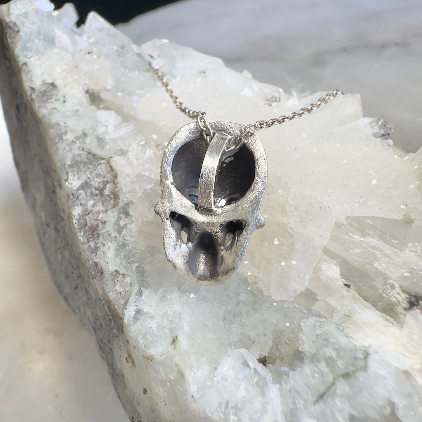 Skull Pendant with Sapphire Eyes