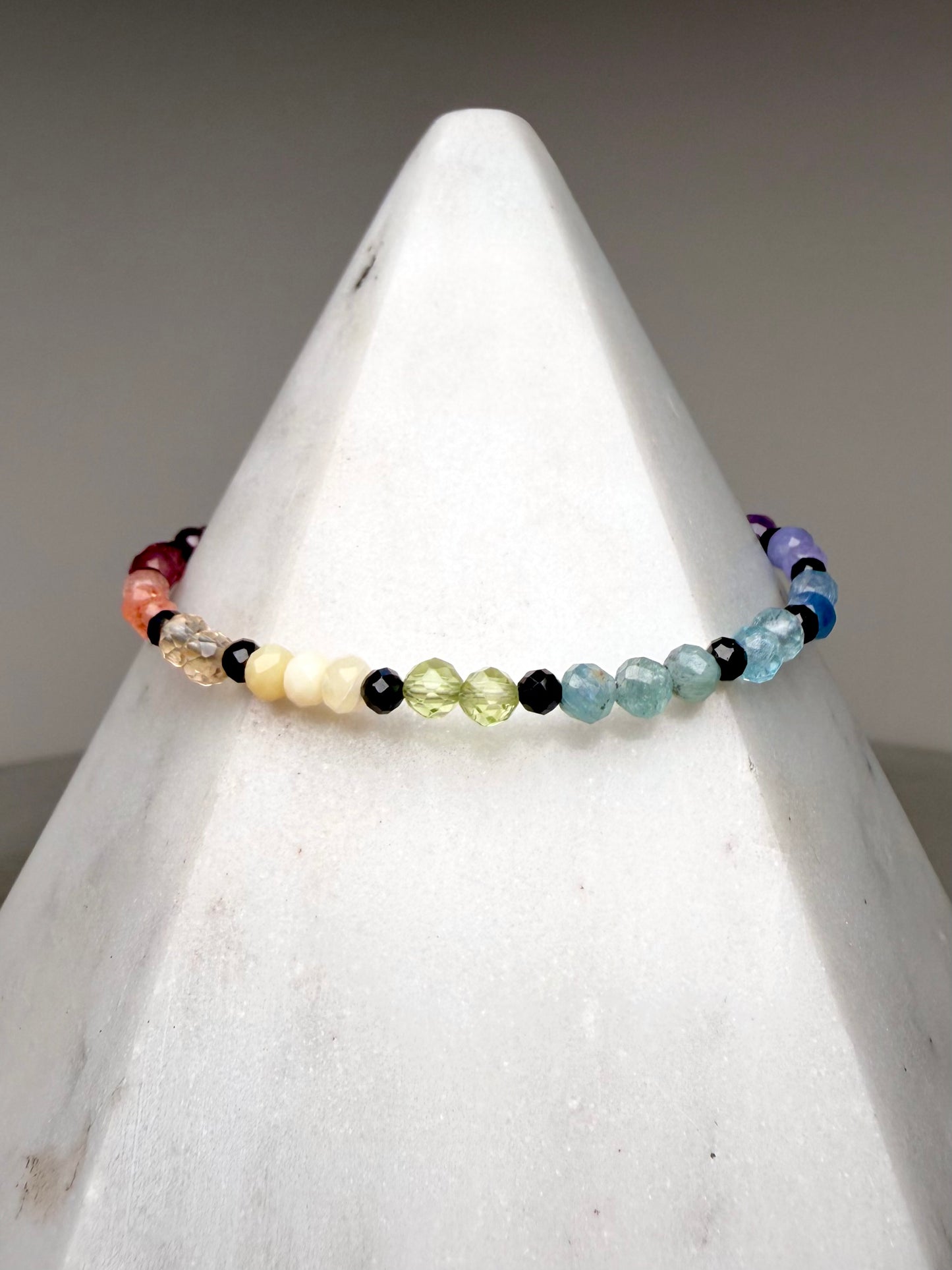 Black Spinel & Rainbow Gemstone Bracelet | Sterling Silver