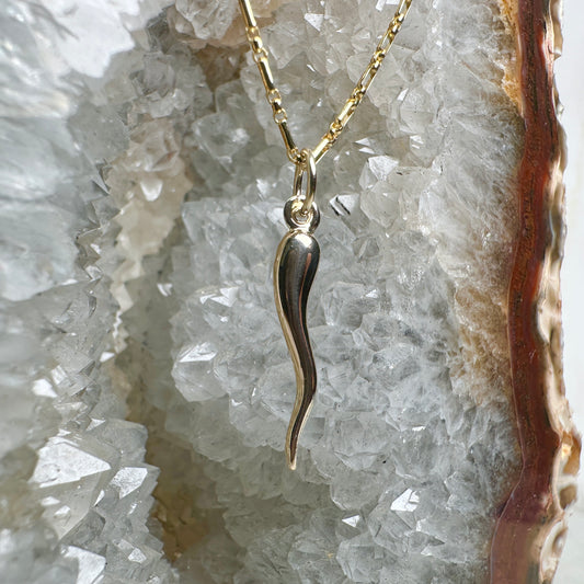 Large Cornicello Italian Horn Charm | 14k Yellow Gold