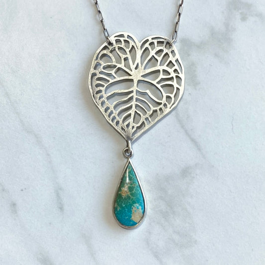 Anthurium Clarinervium Necklace with Turquoise