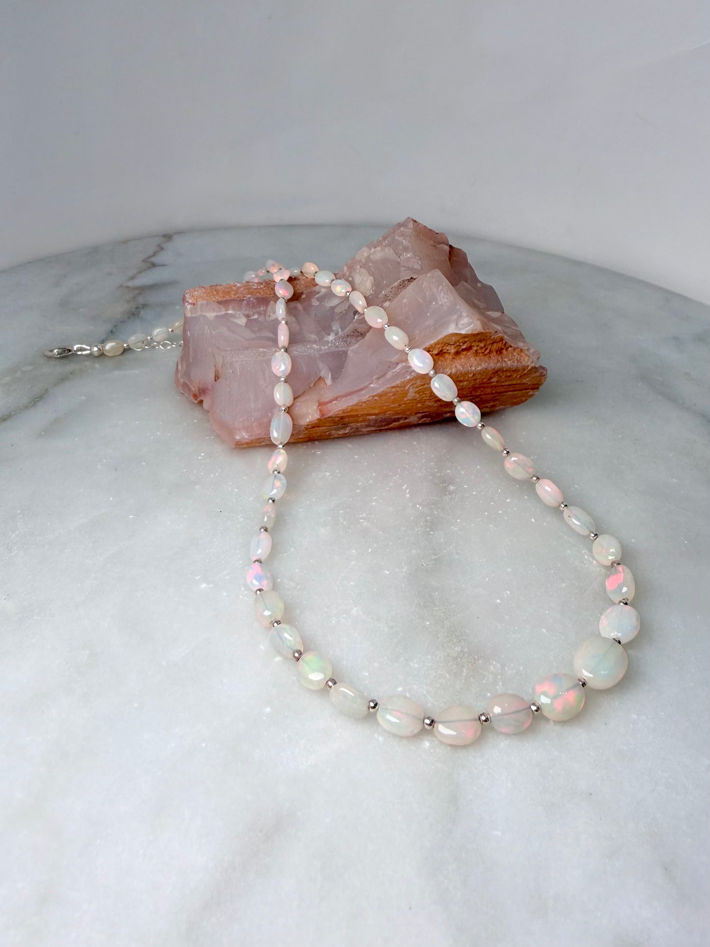 Ethiopian Opal Pebble Necklace | Sterling Silver