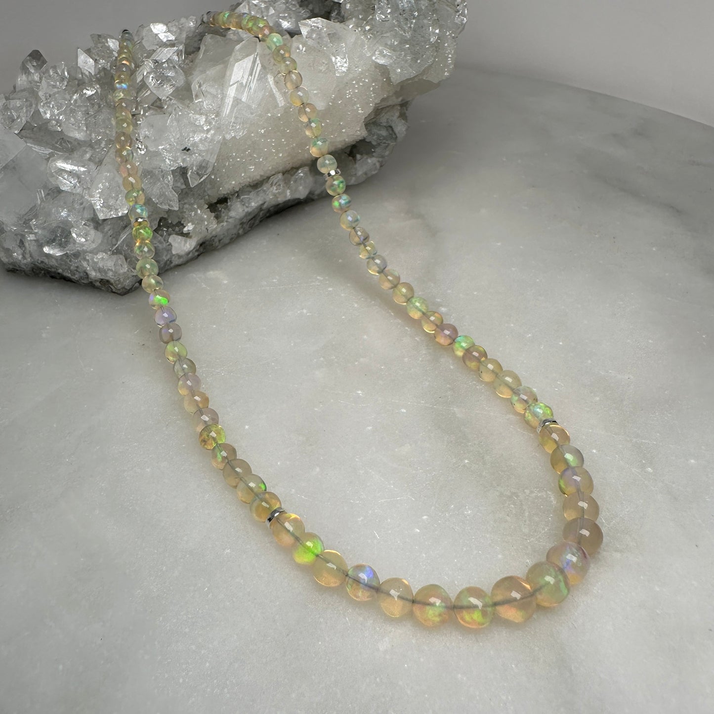 Ethiopian Opal Graduated Strand Necklace | Sterling Silver