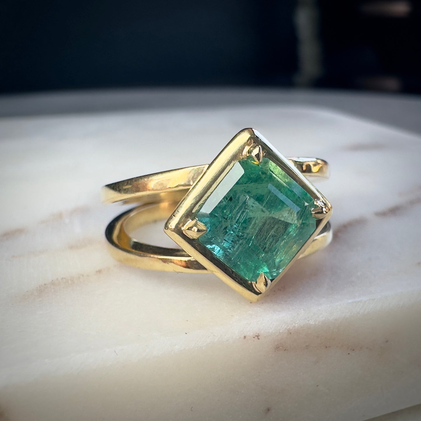 Emerald Double Band Ring