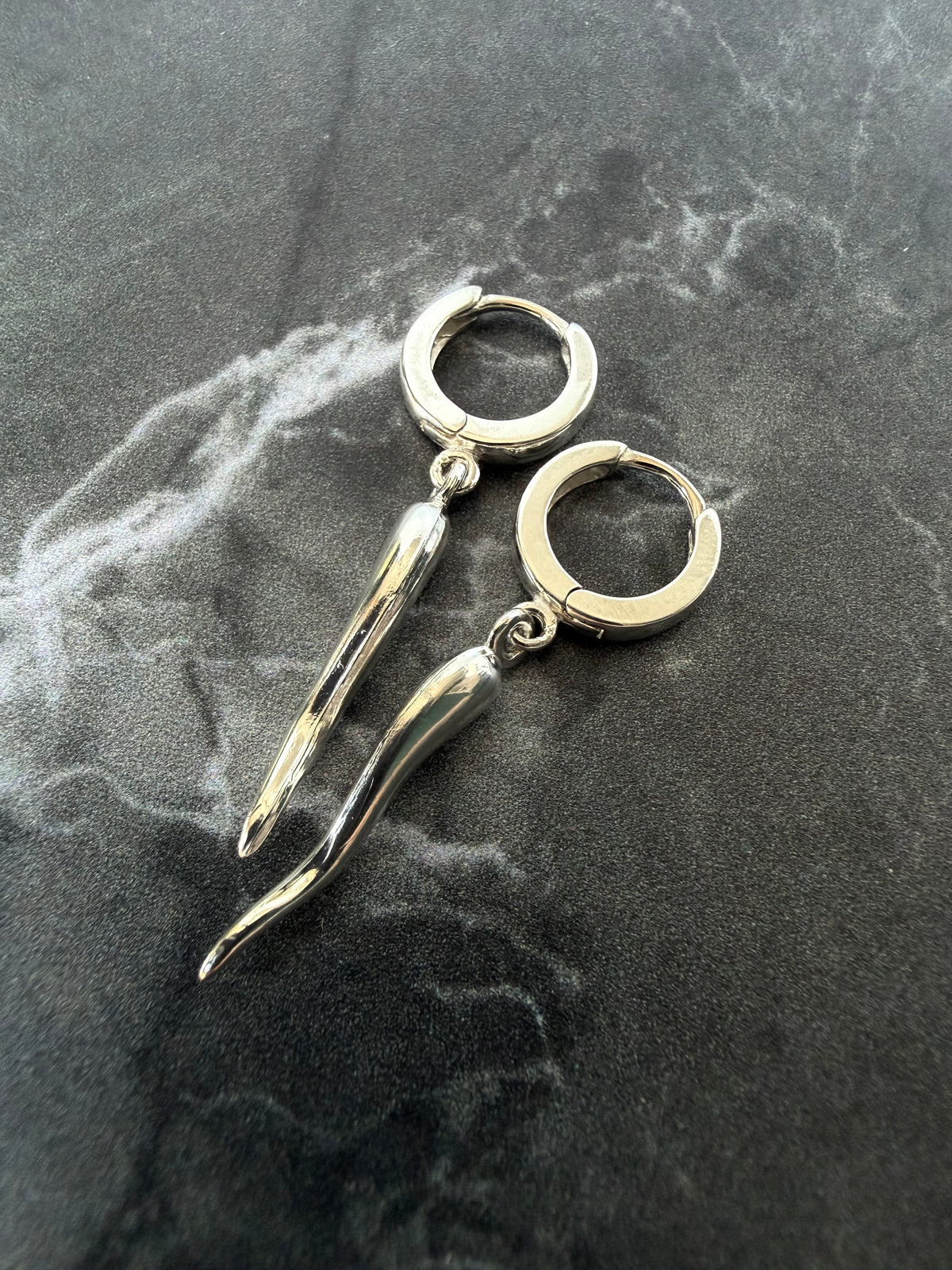 Italian Horn Huggie Earrings | Sterling Silver