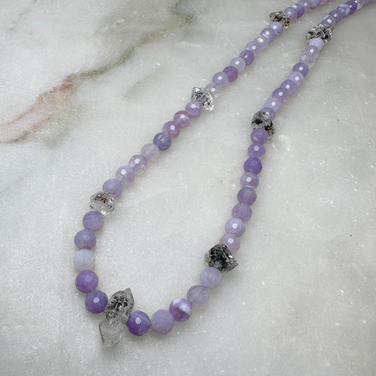 Purple Chalcedony & Quartz Necklace | Sterling Silver