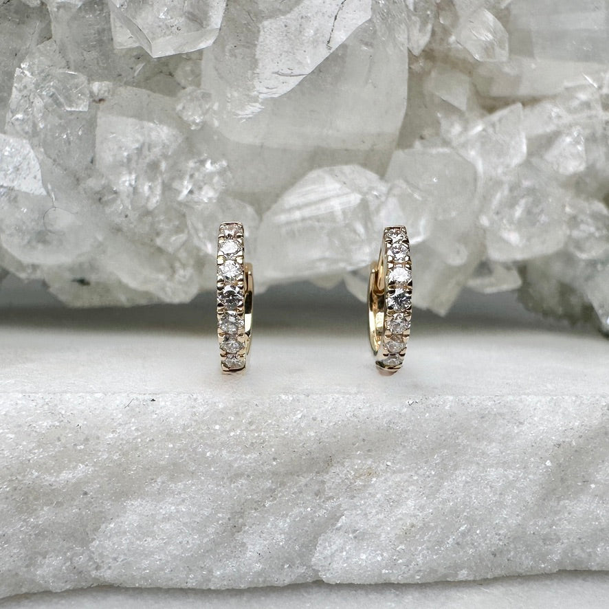 Diamond Huggie Earrings | 14k Yellow Gold