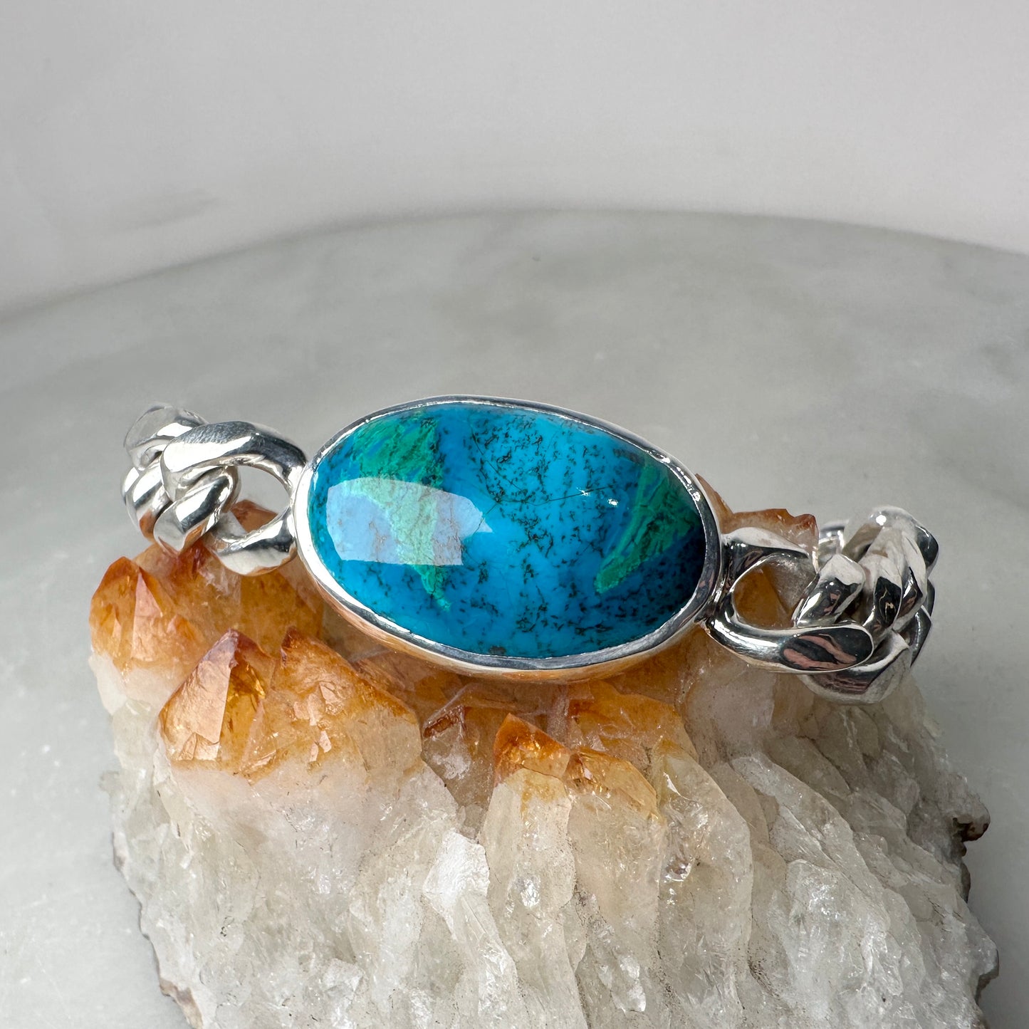 Chrysocolla Curb Bracelet | Sterling Silver