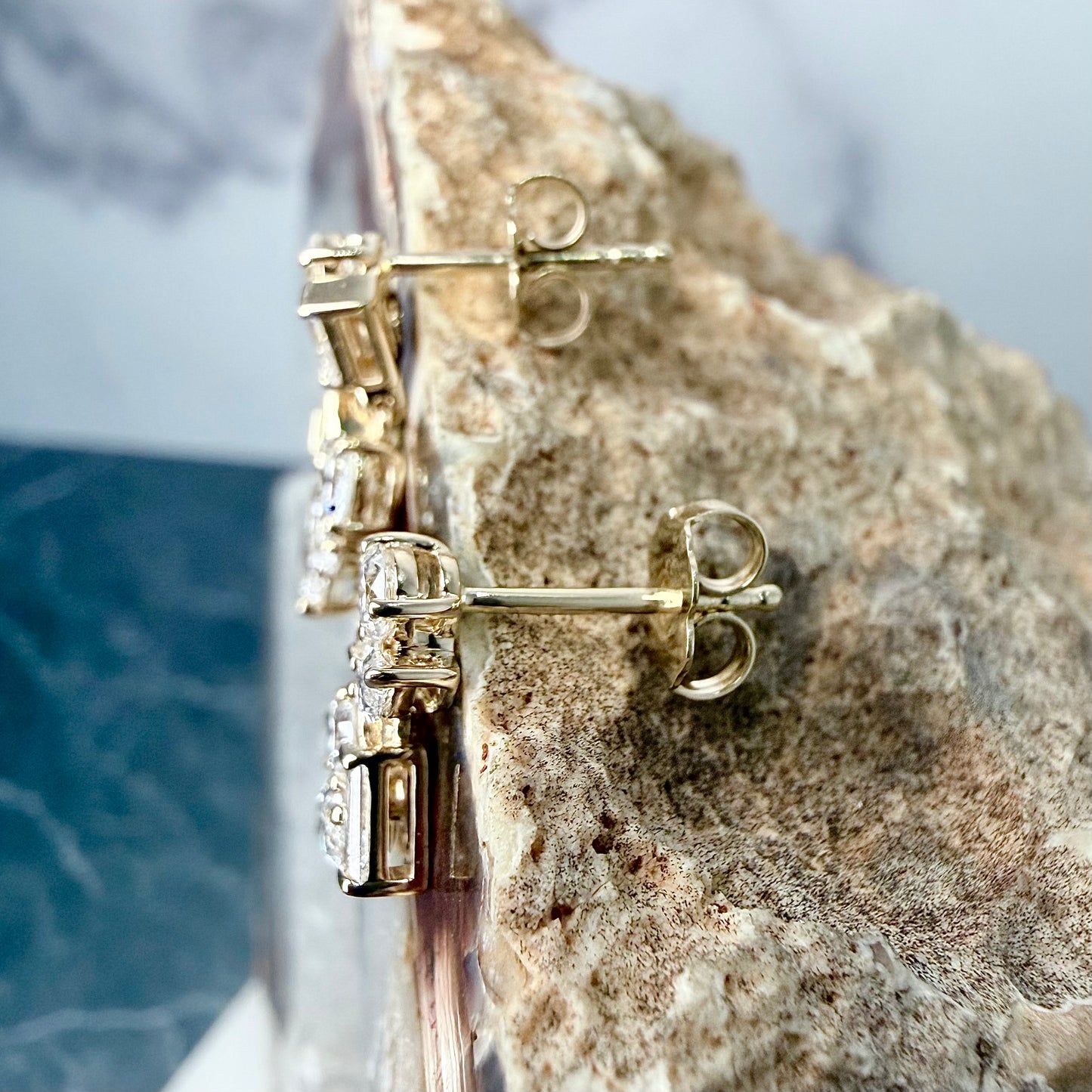 Diamond Cluster Earrings | 14k yellow Gold