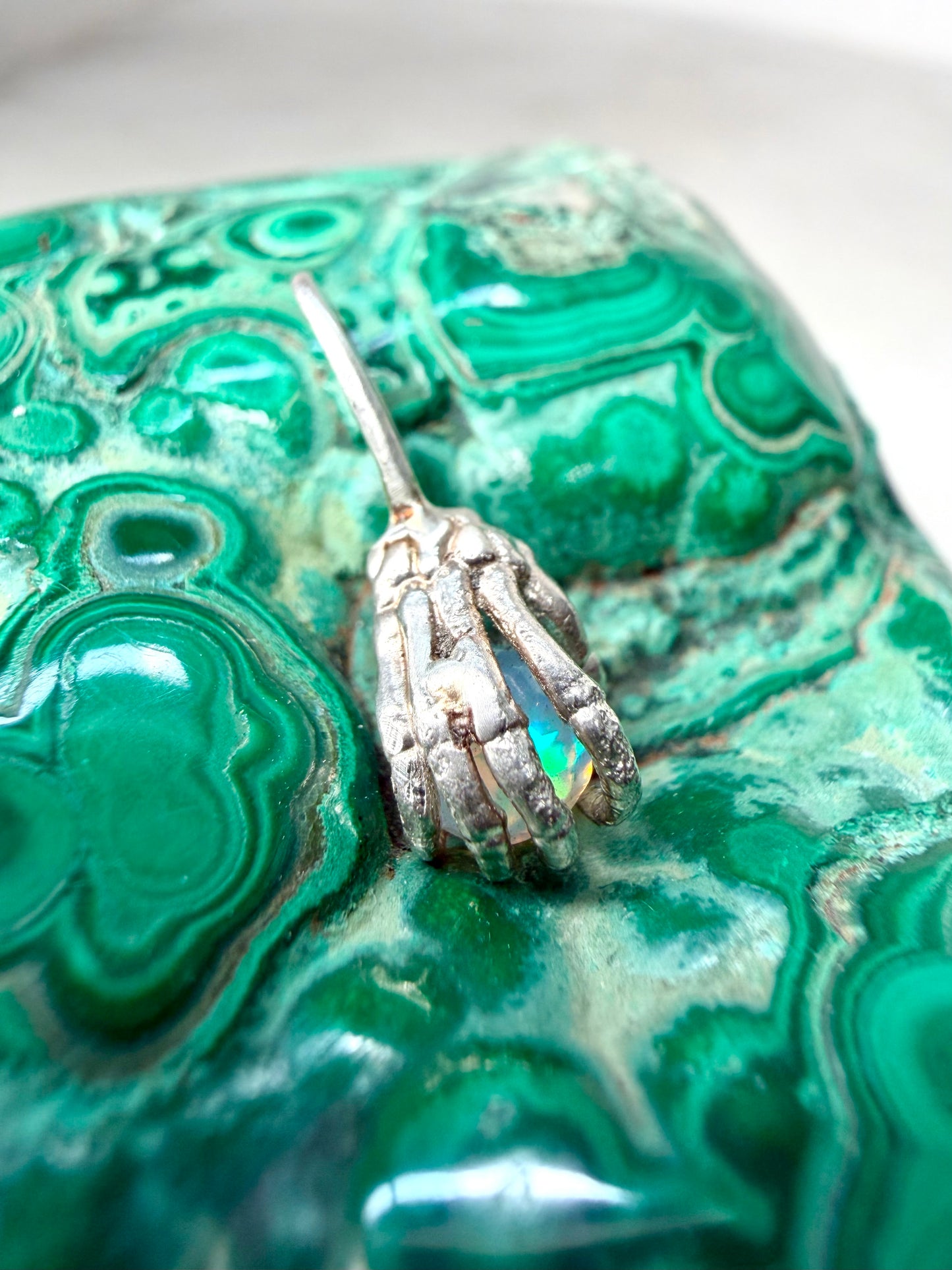Opal Skeleton Hand Charm | Sterling Silver