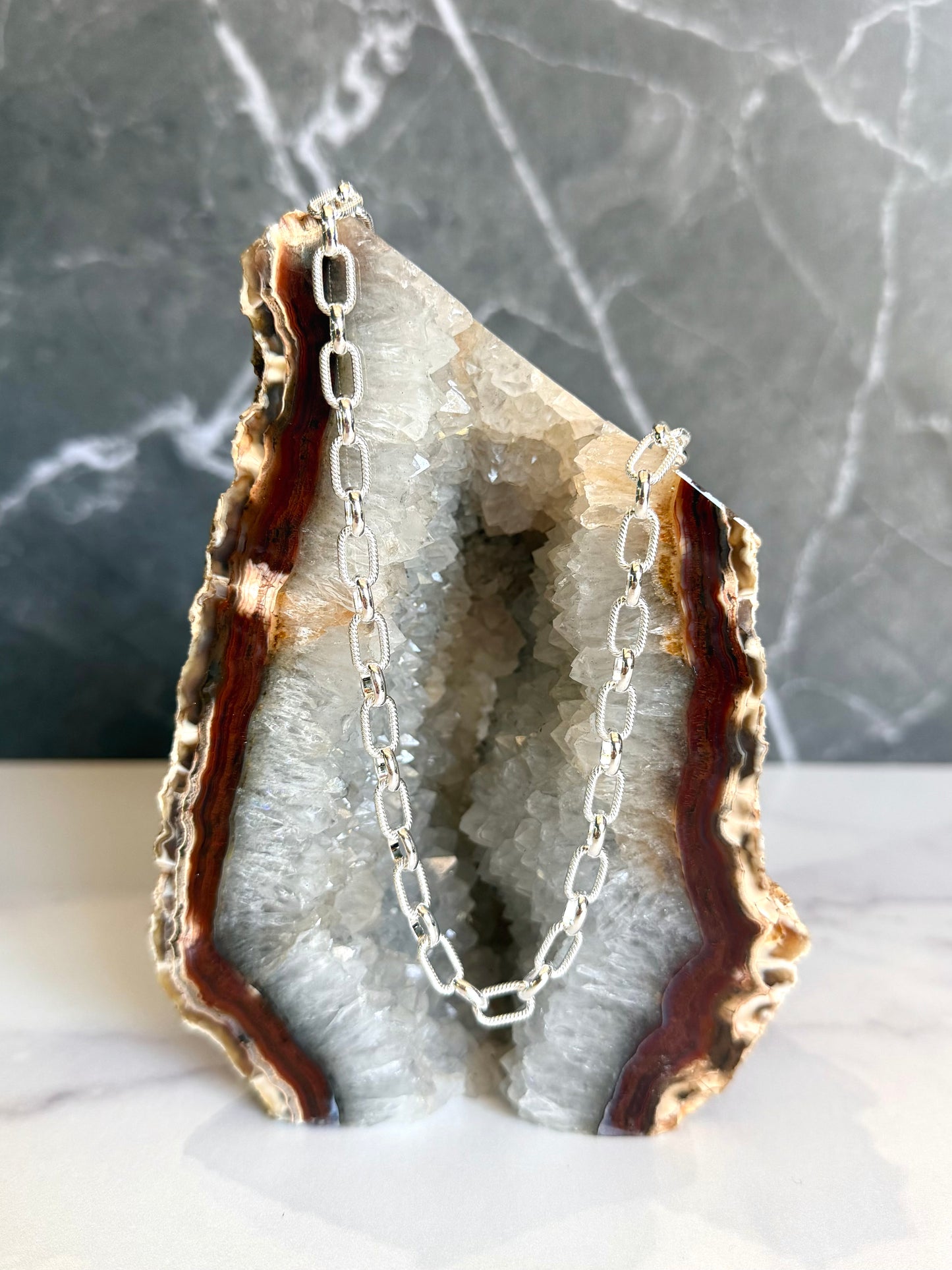 Twisted Link Long & Short Chain | 6mm Wide | Sterling Silver