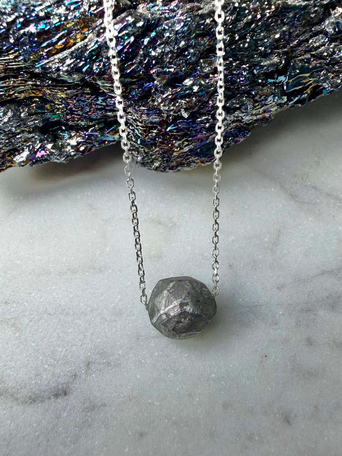 Meteorite Floater Necklace | Sterling Silver