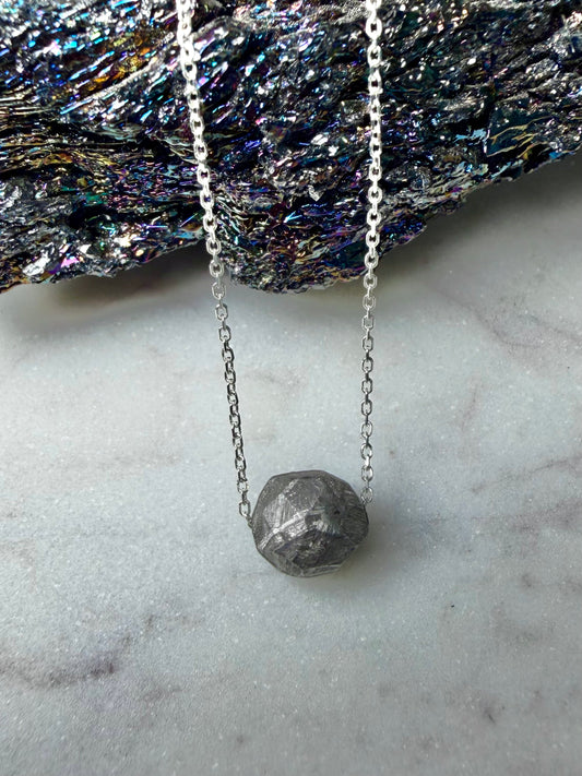 Meteorite Floater Necklace | Sterling Silver