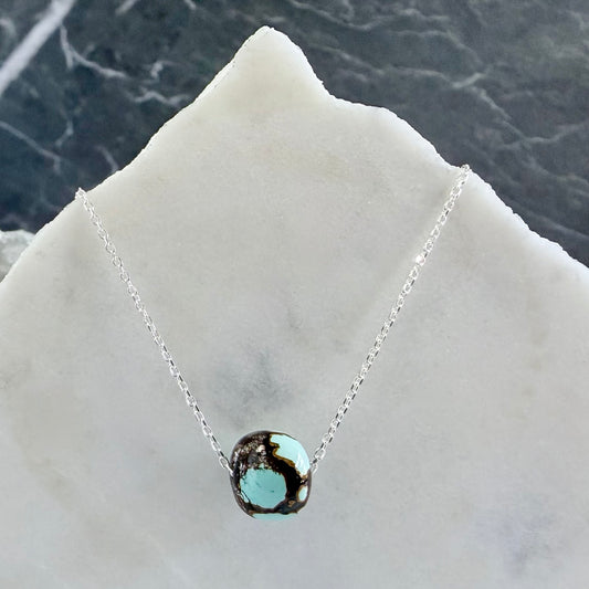 Tibetan Turquoise Floating Necklace | Sterling Silver