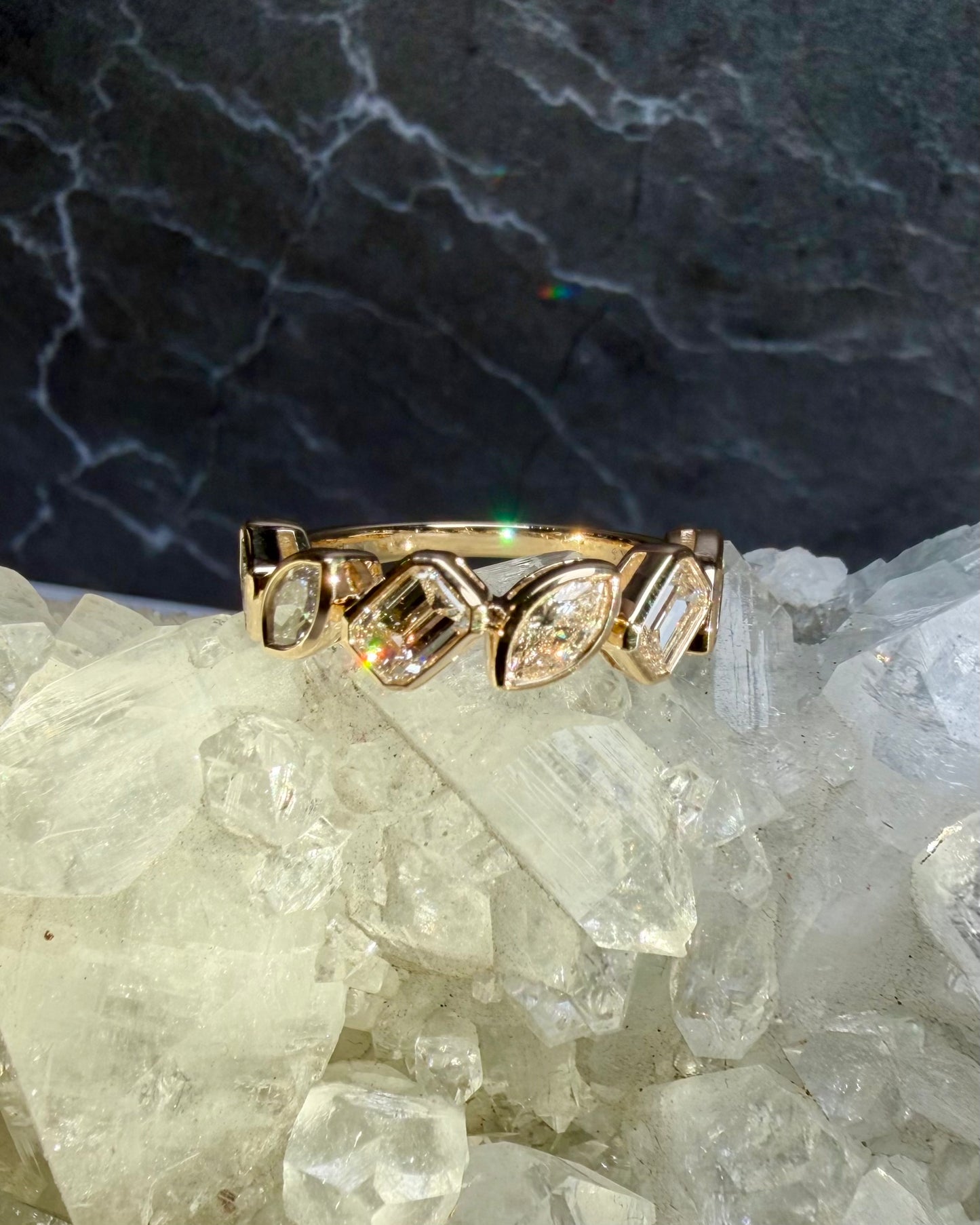 Radiant & Marquise Diamond Ring | 14k Yellow Gold