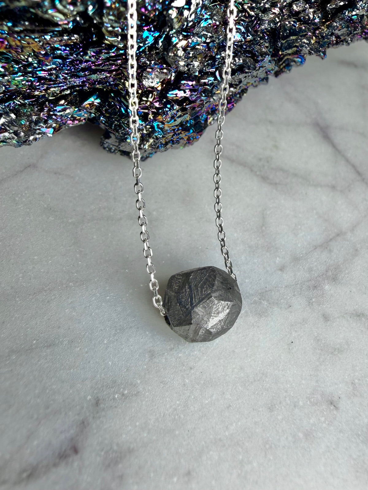 Meteorite Floater Necklace | Sterling Silver