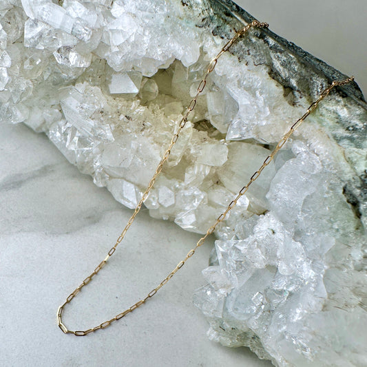 Fine Paperclip Chain | 0.9mm Wide | 14k Yellow Gold