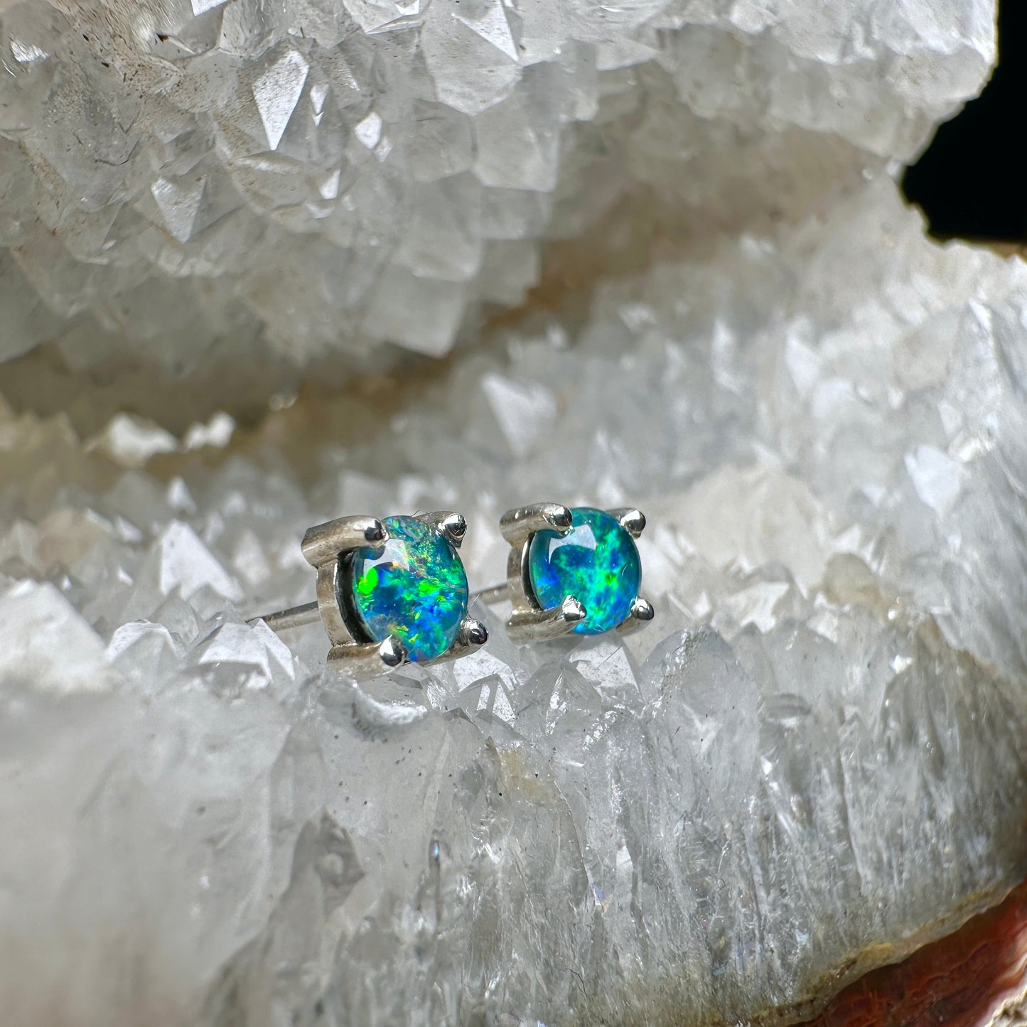 Australian Opal Stud Earrings | Sterling Silver