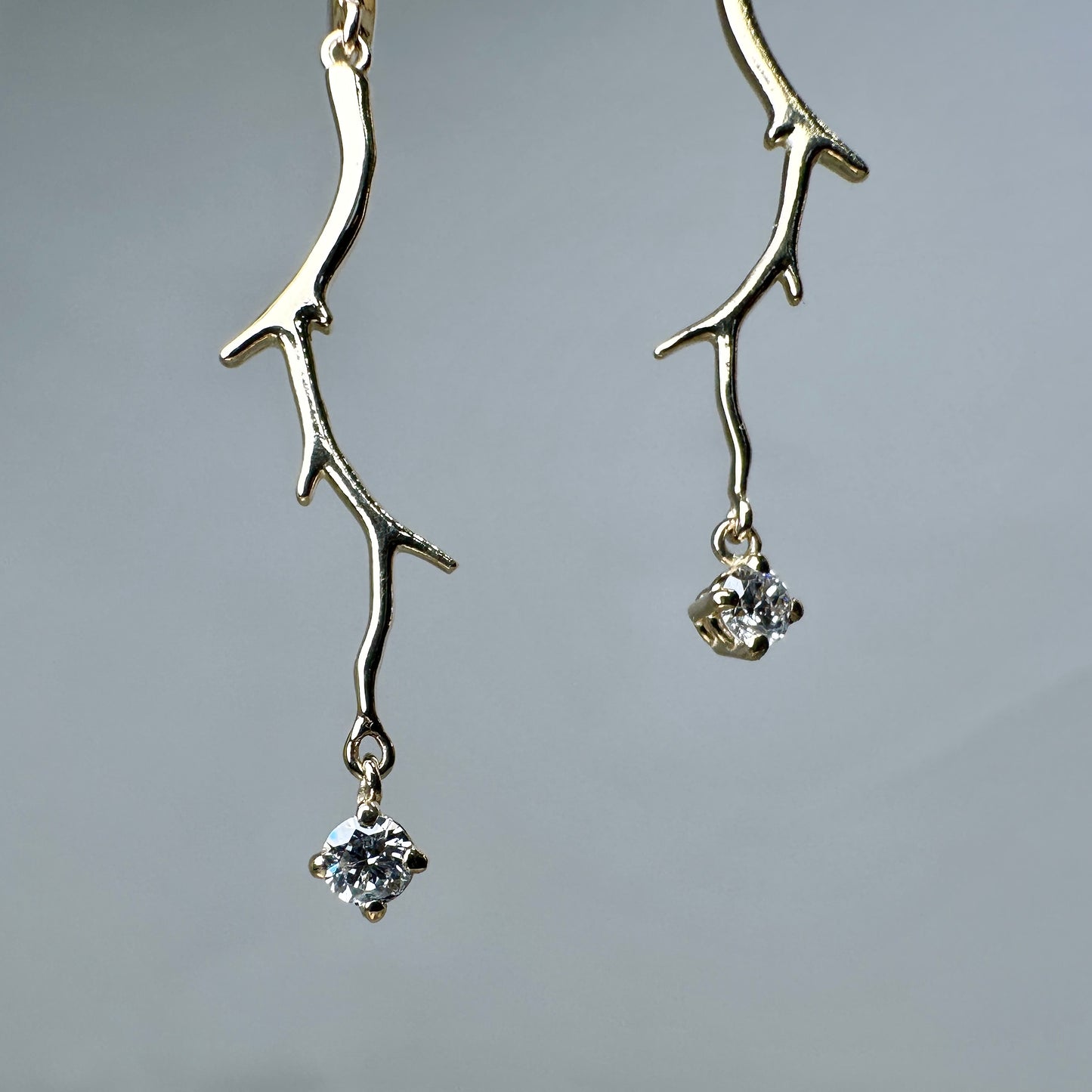 Diamond Branch Earrings | 14k Yellow Gold