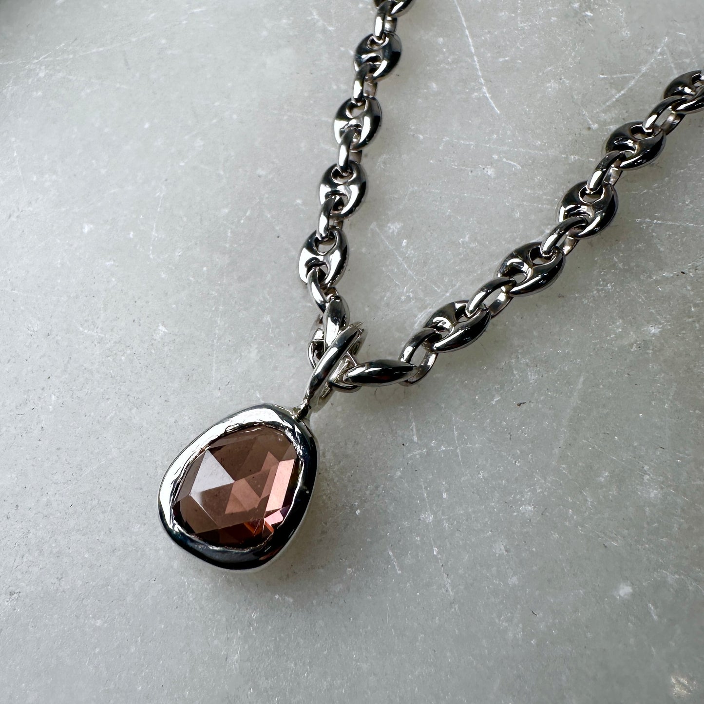 Rose Zircon Charm Pendant | Sterling Silver