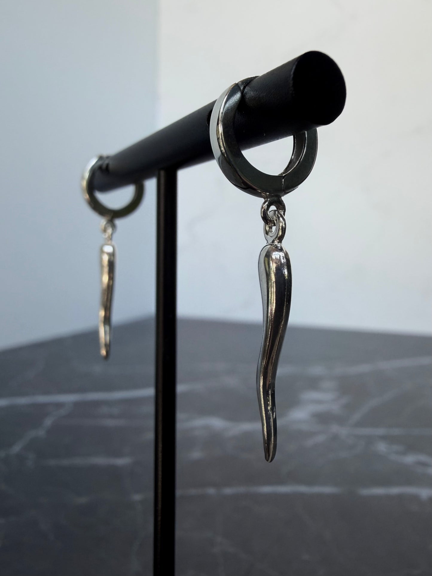 Italian Horn Huggie Earrings | Sterling Silver