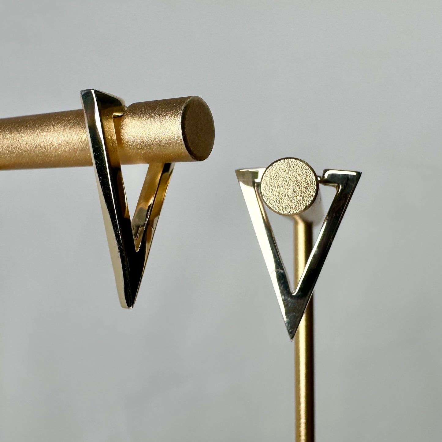 Geometric Triangle Huggie Earrings | 14k Yellow Gold