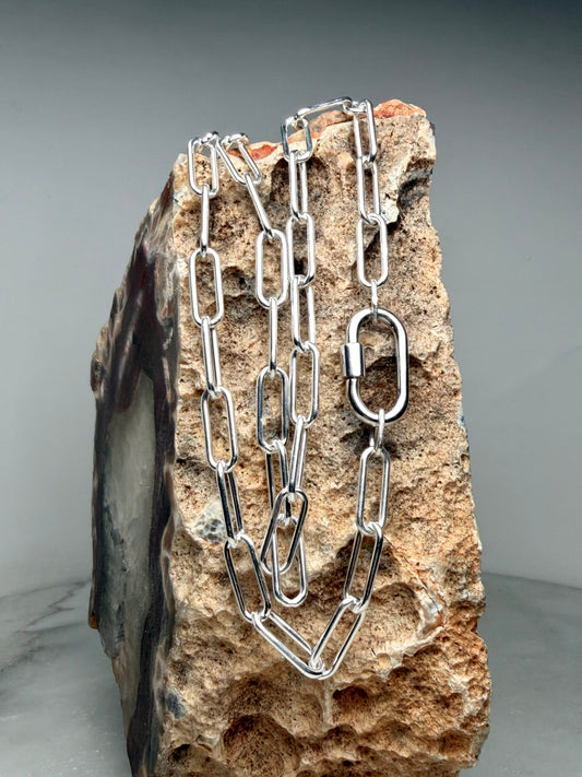 Carabiner Paperclip Chain Necklace | Sterling Silver