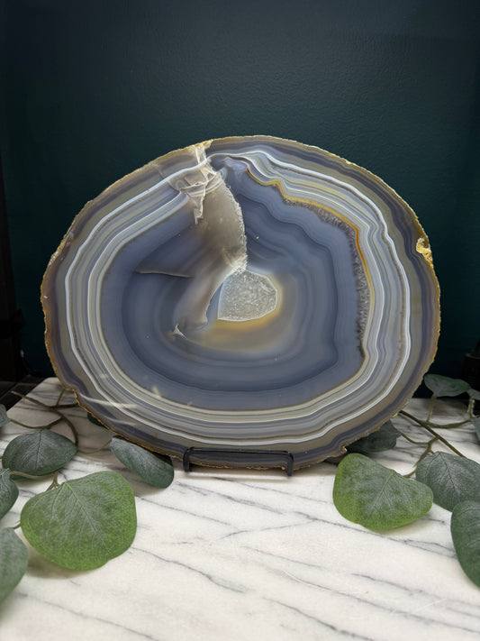 Grey Agate Slice | Cabinet Sized Mineral Specimen from Brazil