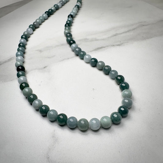 Jade Beaded Necklace with Paperclip Chain