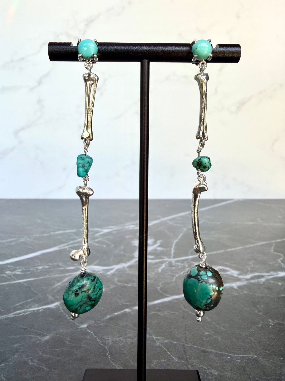 Turquoise Bone Earrings | Sterling Silver