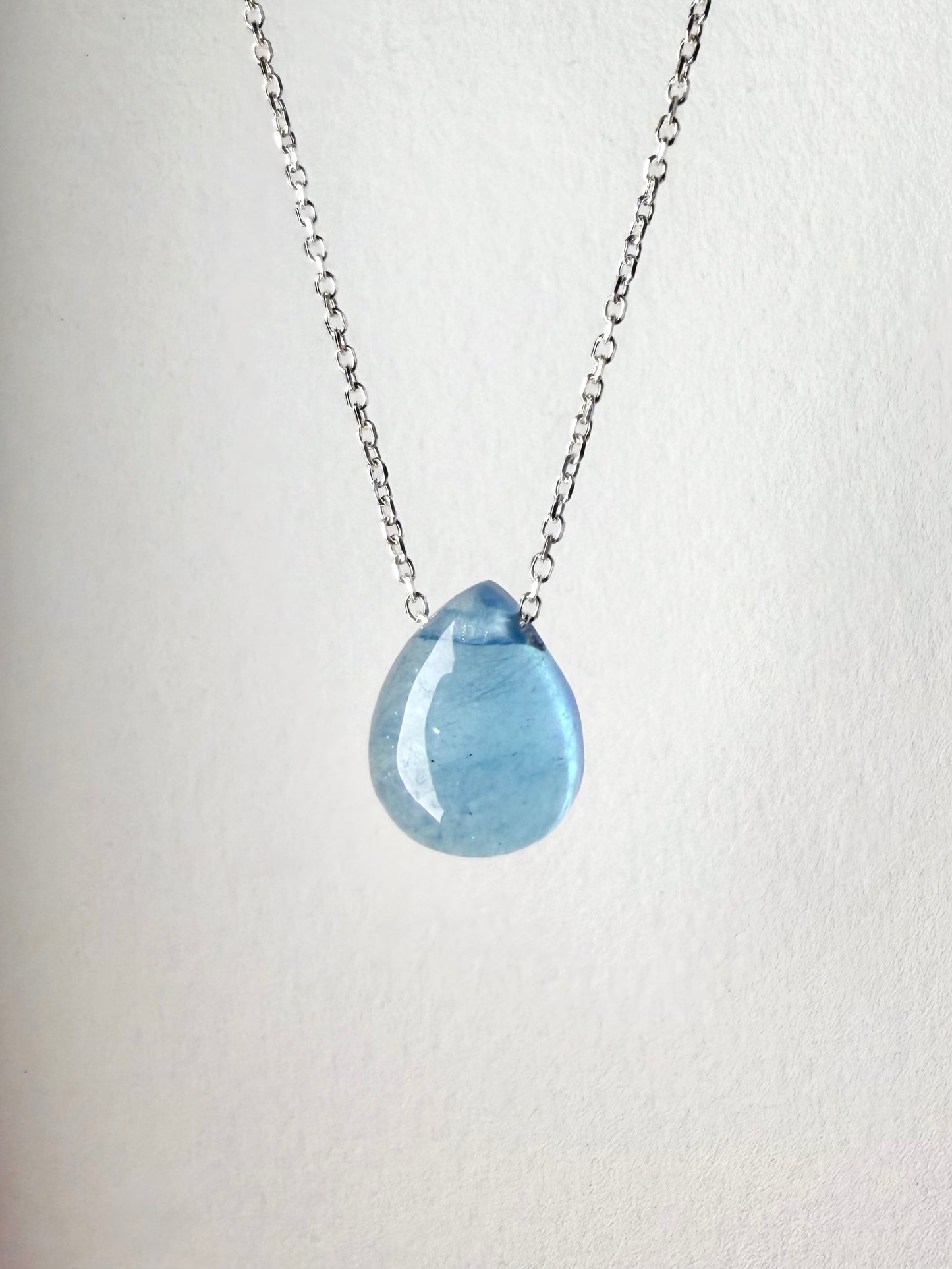 Aquamarine Floating Necklace | Sterling Silver