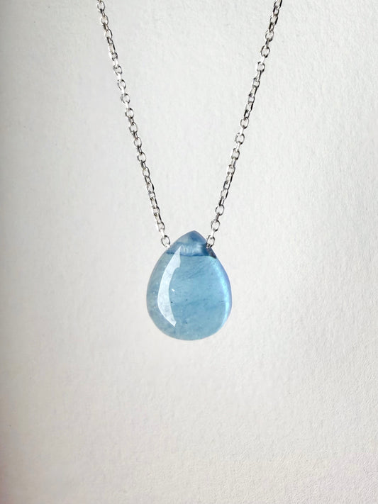 Aquamarine Floating Necklace | Sterling Silver