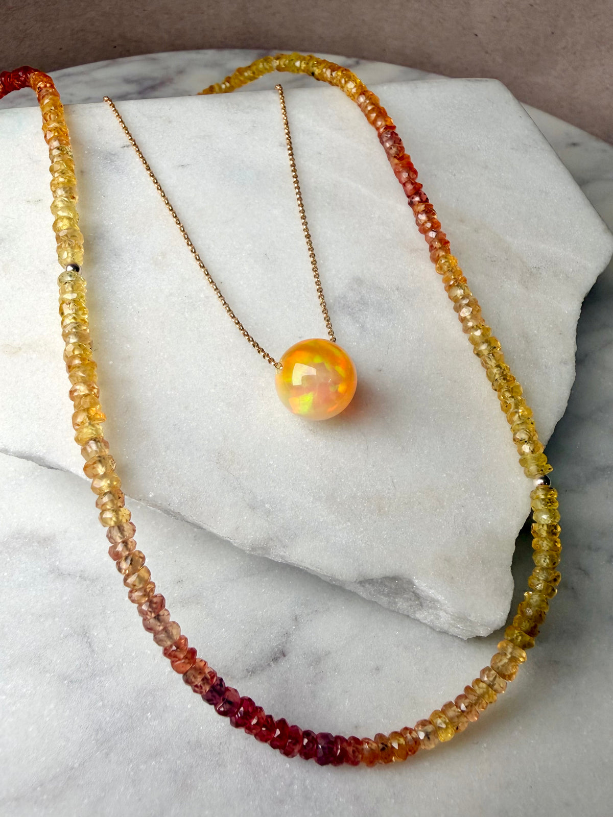 Ethiopian Opal Floating Necklace | 14k Yellow Gold