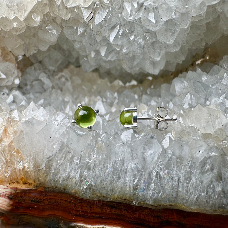 Peridot Stud Earrings | Sterling Silver