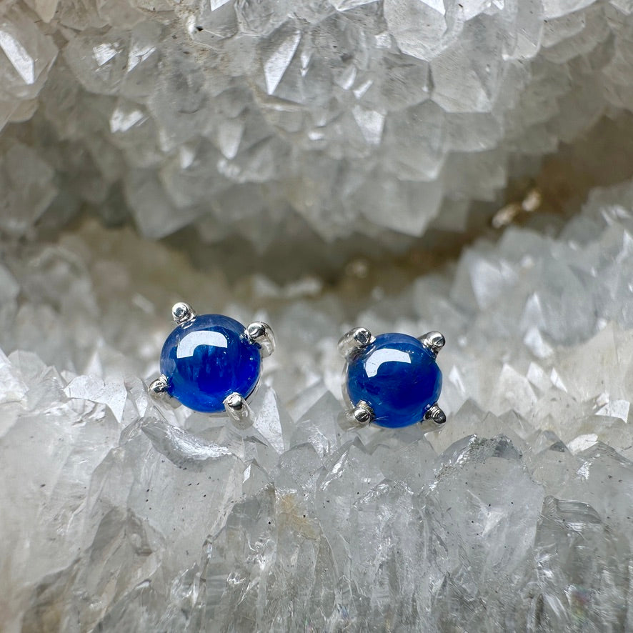 Blue Sapphire Stud Earrings | Sterling Silver