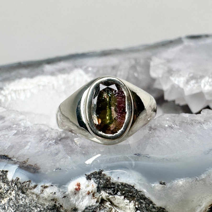 Watermelon Tourmaline Ring | Sterling Silver