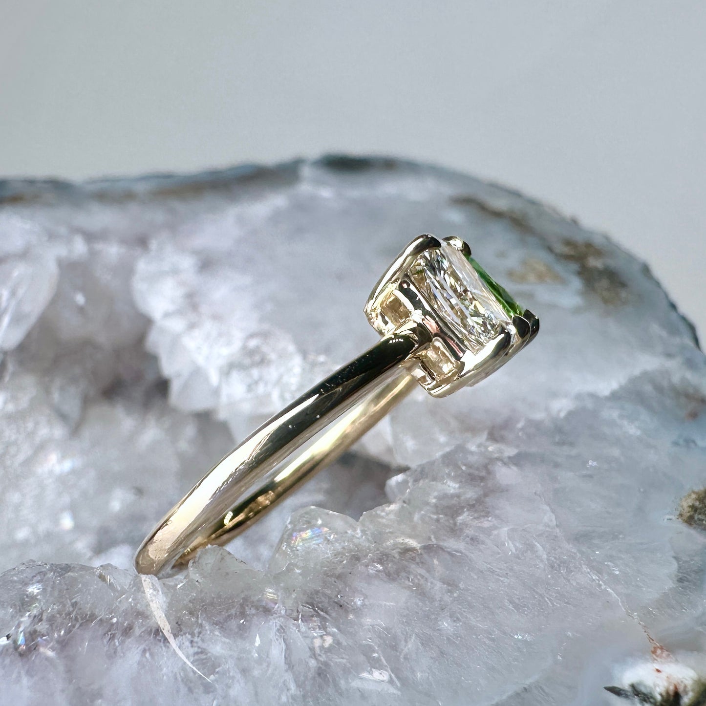 Lab Grown Diamond & Tsavorite Garnet Toi et Moi | 14k Yellow Gold