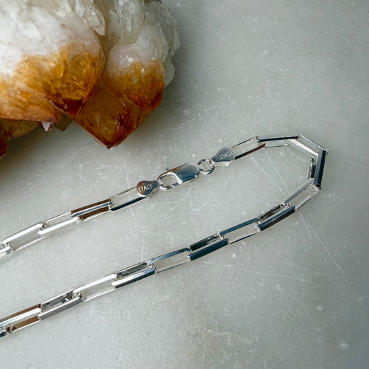 Long Box Chain Bracelet | Sterling Silver