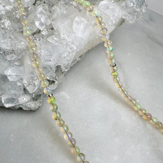 Ethiopian Opal Graduated Strand Necklace | Sterling Silver