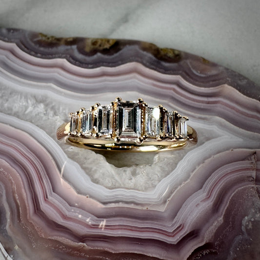 Lab Grown Graduated Baguette Diamond Ring | 14k Yellow Gold