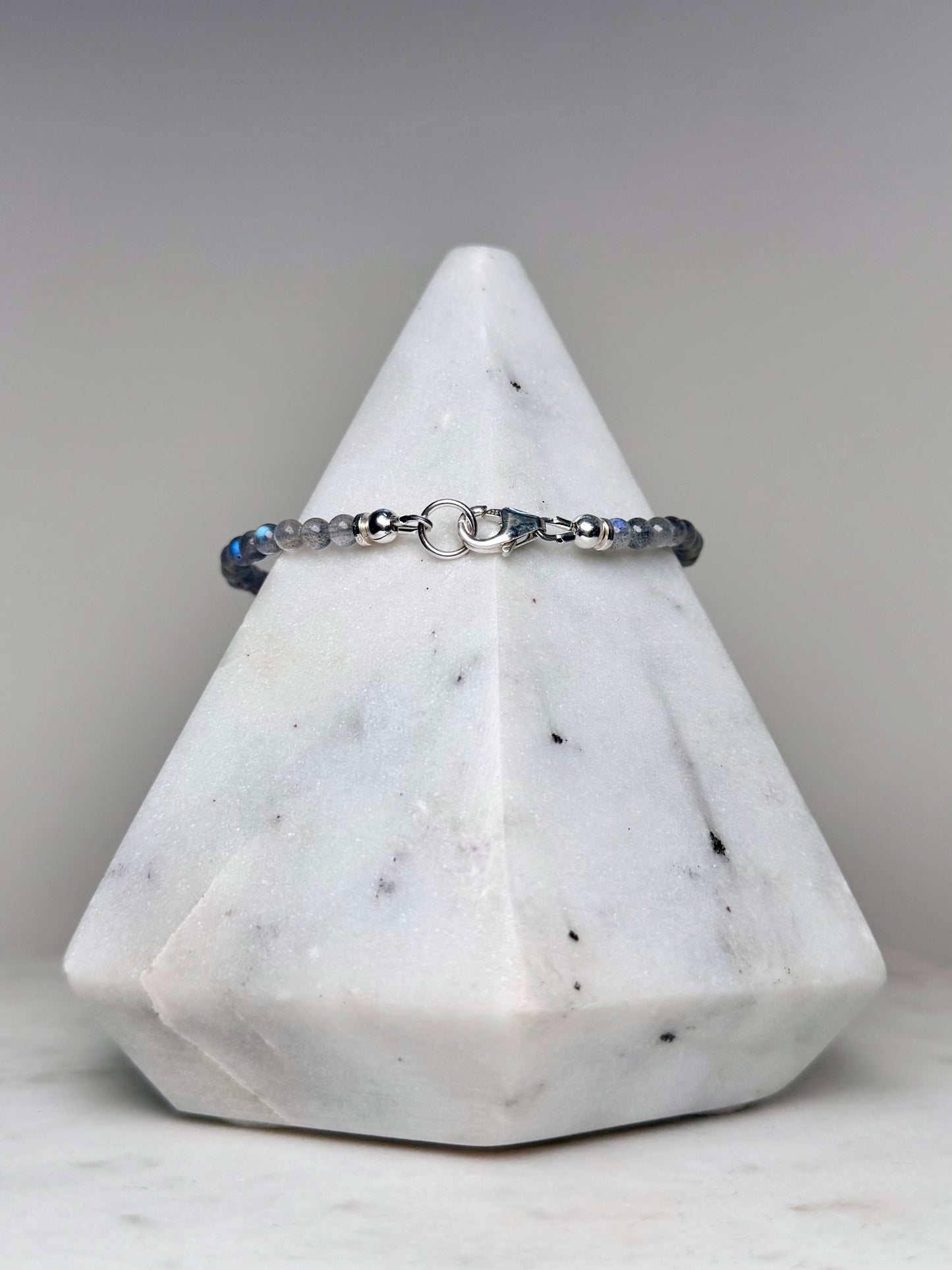 Labradorite Beaded Bracelet | Sterling Silver