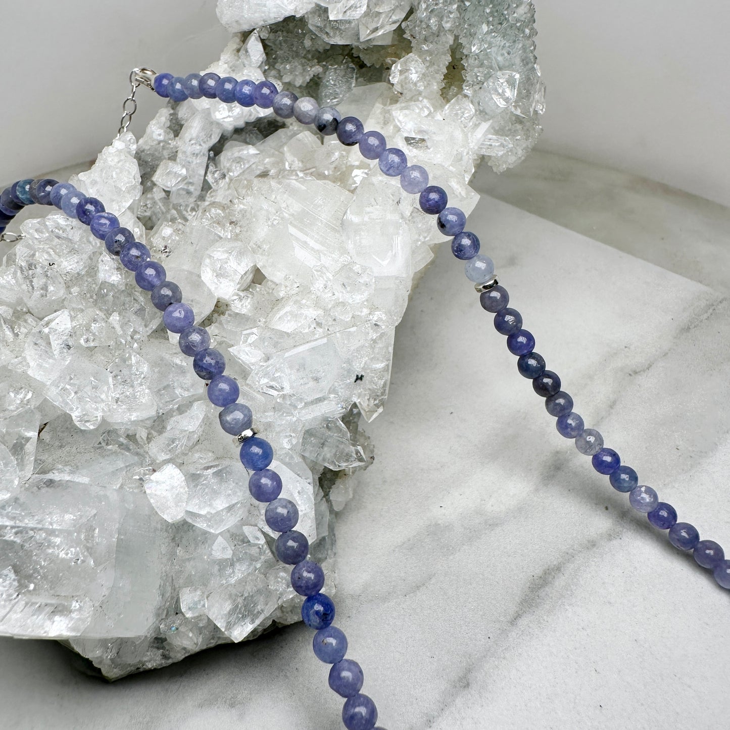 Beaded Tanzanite Necklace | Sterling Silver